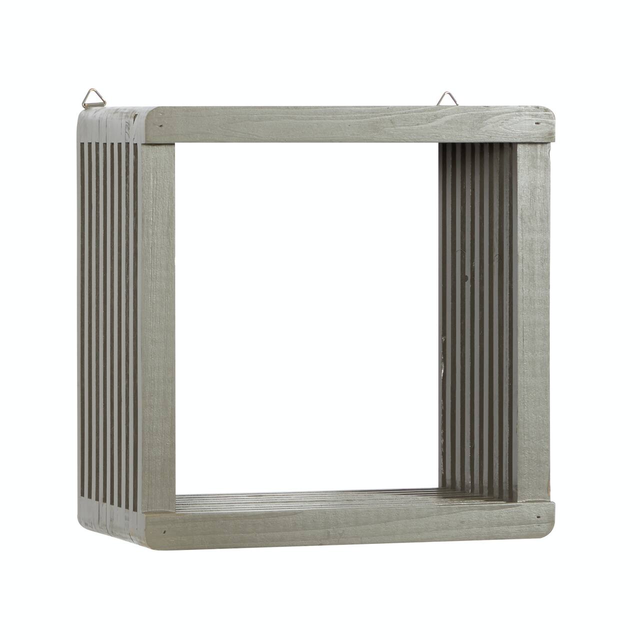 Gray Wood Contemporary Wall Shelf, 12" x 12" x 7"